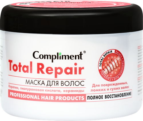 Маска для волос для поврежденных волос COMPLIMENT Total repair полное восстановление, 500мл, изображение