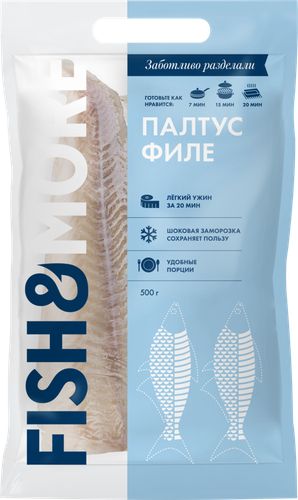Палтус замороженный FISH & MORE филе без кожи, 500г, фотография