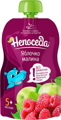 Пюре фруктовое НЕПОСЕДА из яблок и малины д/дет. пит. с 5мес., фотография