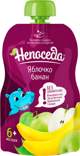 Пюре фруктовое НЕПОСЕДА из яблок и банана д/дет. пит. с 6мес., изображение