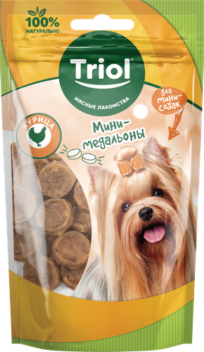 Лакомство для собак TRIOL Мини-медальоны из курицы, для мини-собак, 50г, детальное фото