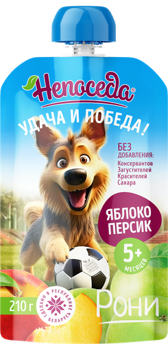 Пюре фруктовое НЕПОСЕДА из яблок и персиков д/дет. пит. с 5мес., картинка