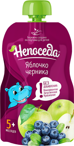 Пюре фруктовое НЕПОСЕДА из яблок и черники д/дет. пит. с 5мес., картинка