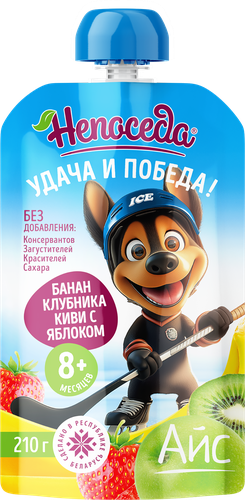 Пюре фруктовое НЕПОСЕДА из яблок банана клубники киви д/дет. пит. с 8мес., картинка