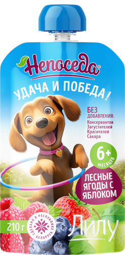 Пюре фруктовое НЕПОСЕДА из яблок клубники черники малины д/дет. пит. с 8мес., фотография
