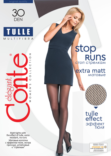 Колготки женские CONTE Tulle, 30 den nero 4, Арт. 17С-105СП, фото