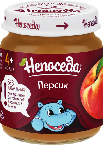 Пюре фруктовое НЕПОСЕДА Персик, с 4 месяцев, 100г, детальное фото