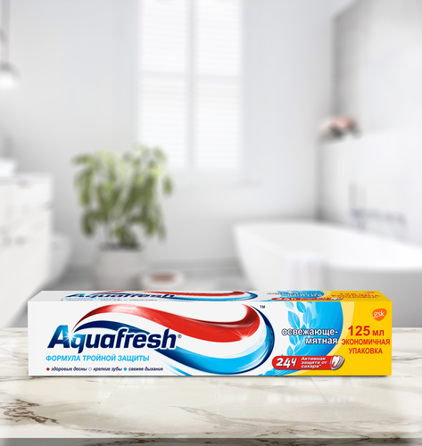 Зубная паста AQUAFRESH Формула тройной защиты освежающе-мятная, 125мл, изображение