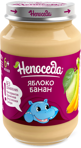 Пюре фруктовое НЕПОСЕДА Яблоко и банан, с 6 месяцев, 185г, фотография