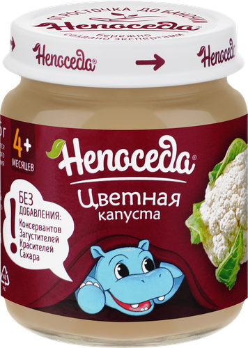 Пюре овощное НЕПОСЕДА Цветная капуста, с 4 месяцев, 95г, крупный план