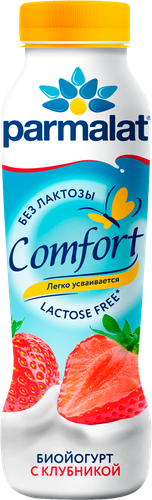 Биойогурт питьевой PARMALAT Comfort безлактозный Клубника 1,5%, без змж, 290г, вид