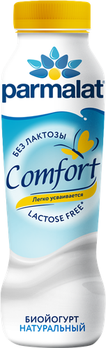 Биойогурт питьевой PARMALAT Comfort безлактозный Натуральный 1,7%, без 
змж, 290г, вид