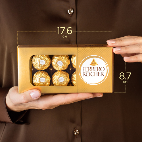 Конфеты FERRERO ROCHER хрустящие из молочного шоколада, 75г, вид