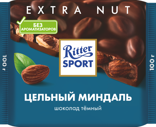 Шоколад темный RITTER SPORT Цельный миндаль, 100г, изображение