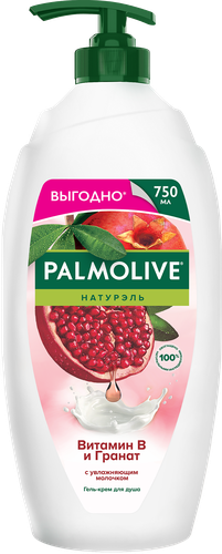 Гель-крем для душа PALMOLIVE Натурэль Витамин В и гранат с увлажняющим молочком, 750мл, фотография