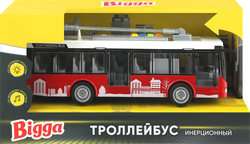 Игрушка инерционная BIGGA Троллейбус со звуковыми и световыми эффектами Арт. 994090120, детальное фото