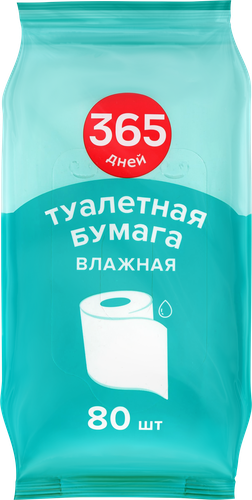 Бумага туалетная влажная 365 ДНЕЙ, 80шт, изображение