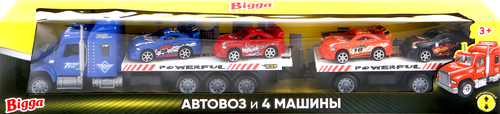 Набор игровой BIGGA Автовоз и 4 машины инерционные Арт. 660402, фотография