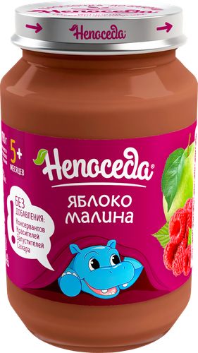 Пюре фруктовое НЕПОСЕДА из яблок и малины д/дет. пит. с 5мес., картинка