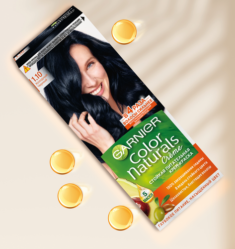 Краска для волос COLOR NATURALS 1.10 Холодный черный, 110мл, вид