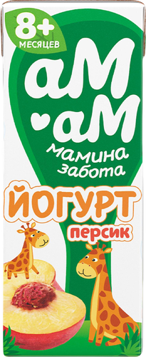 Йогурт питьевой АМ-АМ Персик, с 8 месяцев 2,5%, без змж, 210г, крупный план