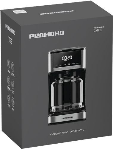 Кофеварка РЕДМОНД черный, пластик/металл, 22х31,5х25,1см, 900Вт, Арт. CM712, фотография