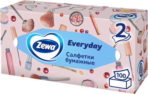 Салфетки бумажные ZEWA Everyday 2-слоя, в коробке, 100шт, картинка