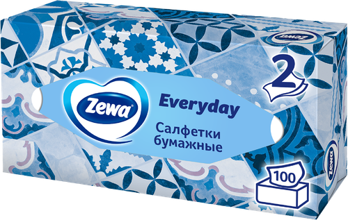 Салфетки бумажные ZEWA Everyday 2-слоя, в коробке, 100шт, изображение