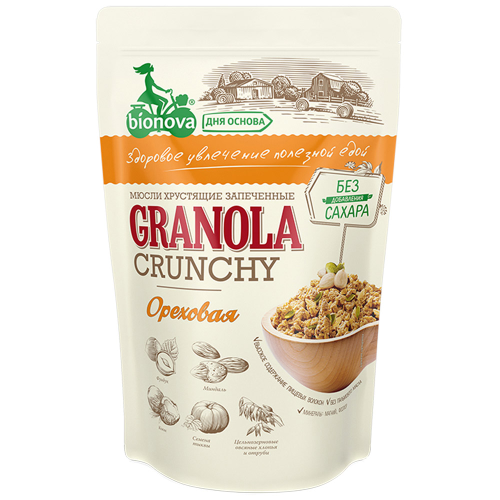 Мюсли BIONOVA Granola crunchy, Ореховая, 400г, детальное фото