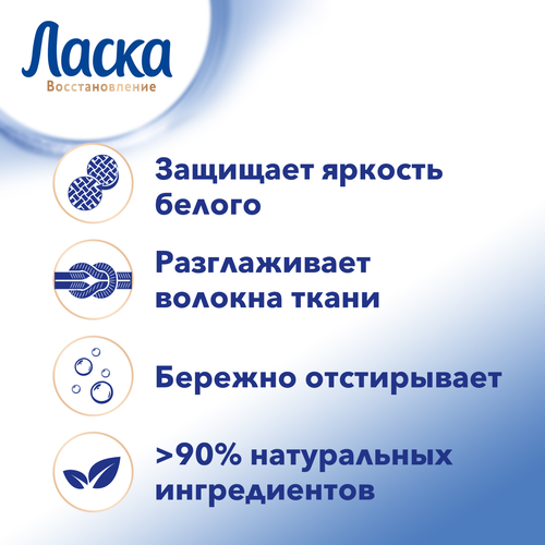Средство для стирки белого белья ЛАСКА Эффект восстановления, 3л, крупный план