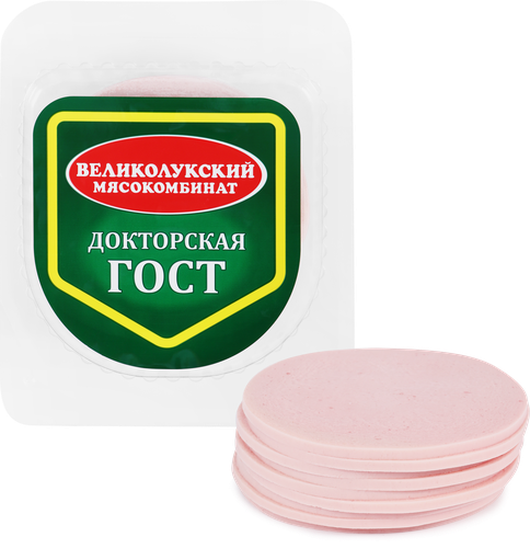 Колбаса вареная МК ВЕЛИКОЛУКСКИЙ Докторская ГОСТ, нарезка, 250г, картинка