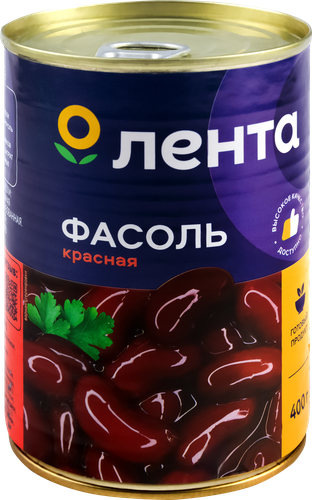 Фасоль красная ЛЕНТА в собственном соку, 400г, вид