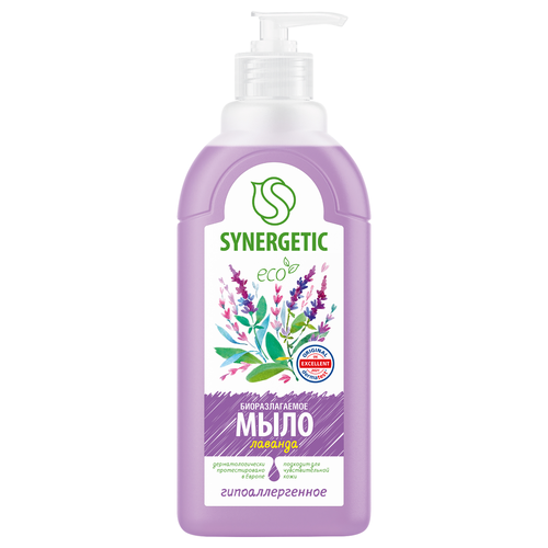 Жидкое мыло для рук и тела SYNERGETIC Лаванда, 500мл, крупный план