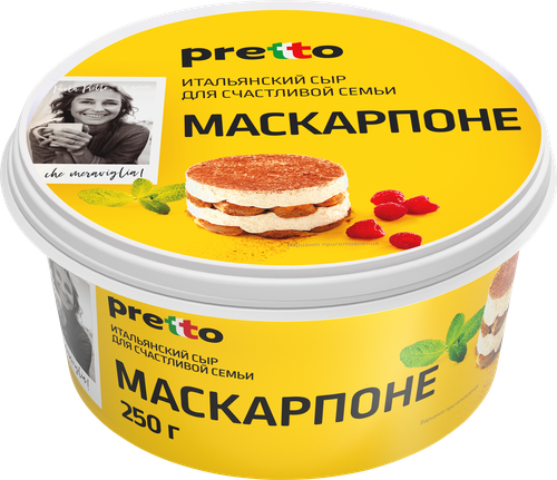 Сыр PRETTO Маскарпоне 80%, без змж, 250г, фотография