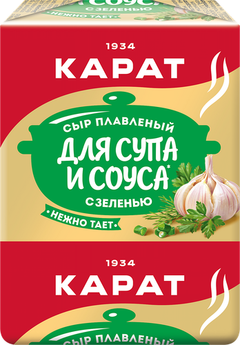 Сыр плавленый КАРАТ Для супа и соуса с зеленью 45%, без змж, 90г, изображение