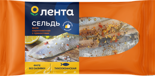 Сельдь маринованная ЛЕНТА филе с пряностями, 150г, детальное фото