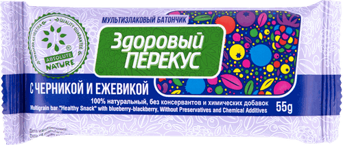 Батончик мюсли ЗДОРОВЫЙ ПЕРЕКУС с черникой и ежевикой, 55г, изображение