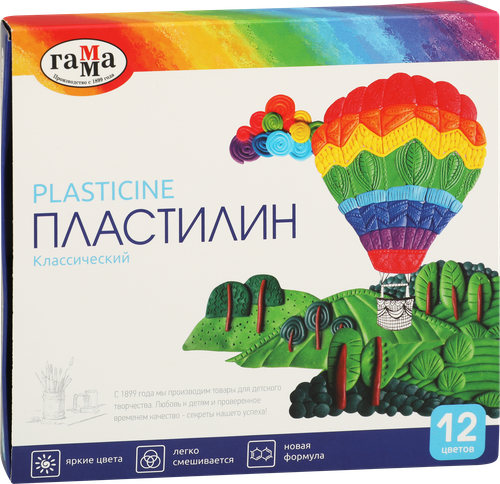 Пластилин ГАММА Классический 12 цветов, со стеком, Арт. 281033, вид