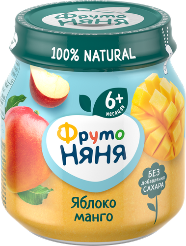 Пюре фруктовое ФРУТОНЯНЯ Яблоко и манго, с 6 месяцев, 100г, фото