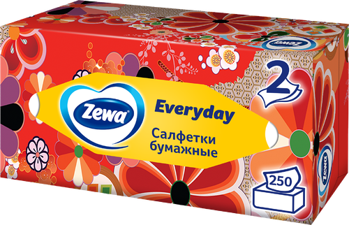 Салфетки бумажные ZEWA Everyday 2-слоя, в коробке, 250шт, изображение