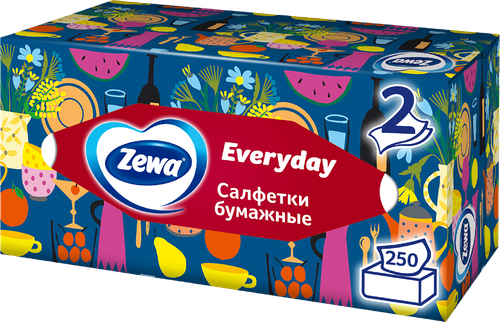 Салфетки бумажные ZEWA Everyday 2-слоя, в коробке, 250шт, вид