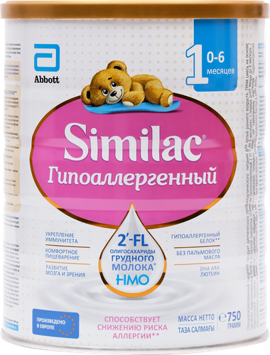 Смесь молочная SIMILAC Гипоаллергенный 1, с 0 месяцев, 750г, фото