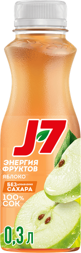 Сок J7 Яблоко осветленный, без сахара, 0.3л, изображение