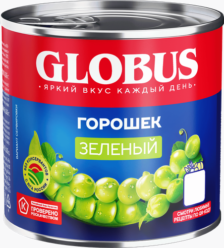 Горошек зеленый GLOBUS, 400г, фото
