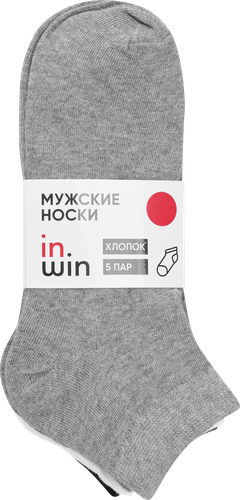 Носки мужские INWIN р. 25–29, 3 пары серый меланж, 1 пара белые, 1 пара черные, Арт. AW19-ec-001 set 5-1, 5 пар, детальное фото