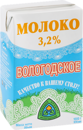 Молоко ультрапастеризованное СЕВЕРНОЕ МОЛОКО Вологодское 3,2%, без змж, 1000г, фотография