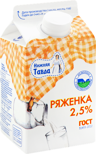 Ряженка НИЖНЯЯ ТАВДА 2,5%, без змж, 450г, изображение