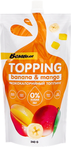 Соус банановый BOMBBAR Topping с манго, 240г, крупный план