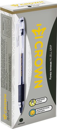Ручка гелевая CROWN Hi-Jell Grip 0,5мм черный Арт. 157329, картинка