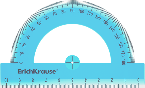 Транспортир ERICH KRAUSE Standard 180 градусов 10см пластиковый, в ассортименте Арт. 52985, крупный план